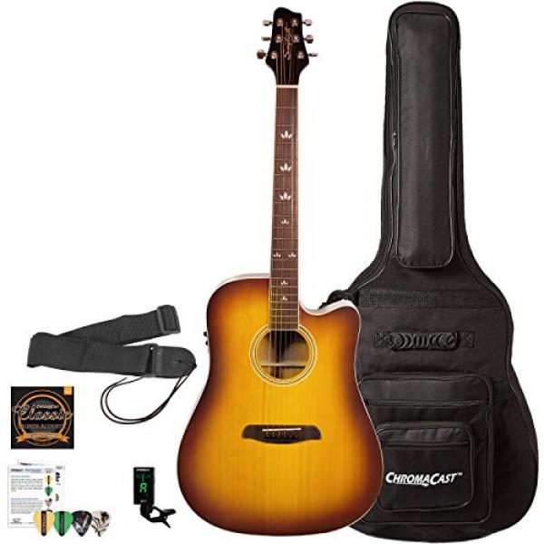 Sawtooth Solid Top Acoustic-Electric Dreadnought Cutaway with ChromaCast Accessories, Iced Tea Burst #1 image