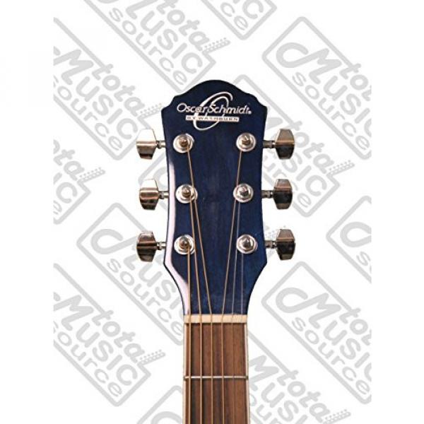 Oscar Schmidt Auditorium Cutaway Trans Blue Acoustic/Electric Guitar, Case Bundle OACEFTBL #5 image