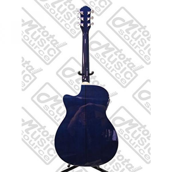 Oscar Schmidt Auditorium Cutaway Trans Blue Acoustic/Electric Guitar, Case Bundle OACEFTBL #7 image
