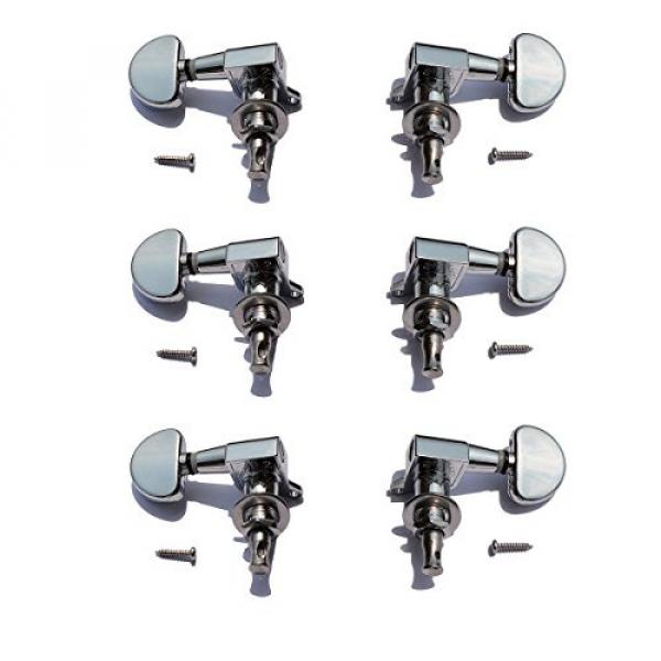 HOT SEAL Acoustic Guitar Tuning Pegs Machine Head Tuners Chrome Guitar Parts 6 Pieces 3L3R (Silver) #1 image