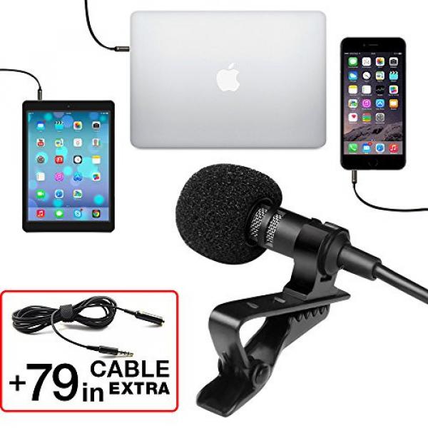 Professional Grade Lavalier Lapel Microphone &shy; Omnidirectional Mic with Easy Clip On System &shy; Perfect for Recording Youtube / Interview / Video Conference / Podcast / Voice Dictation / iPhone #1 image