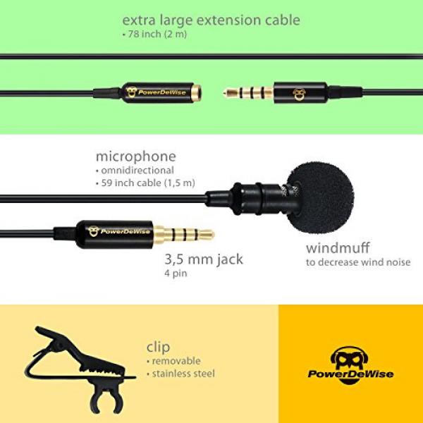 Professional Grade Lavalier Lapel Microphone &shy; Omnidirectional Mic with Easy Clip On System &shy; Perfect for Recording Youtube / Interview / Video Conference / Podcast / Voice Dictation / iPhone #3 image
