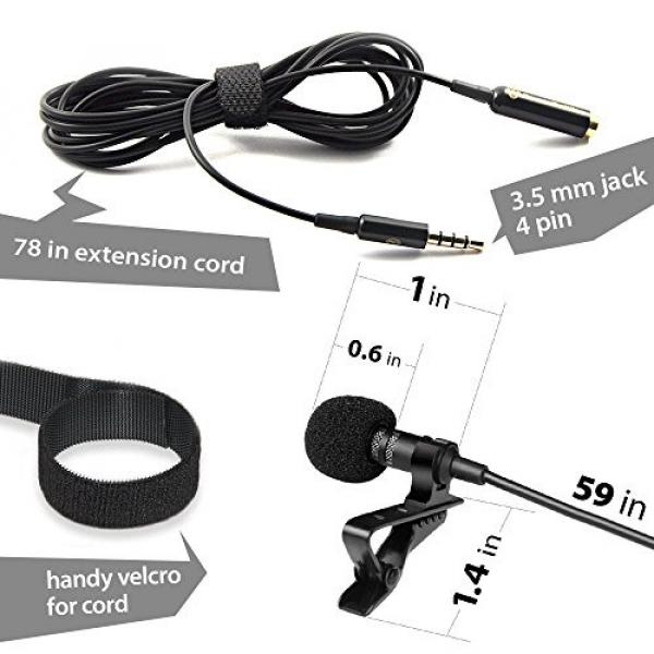 Professional Grade Lavalier Lapel Microphone &shy; Omnidirectional Mic with Easy Clip On System &shy; Perfect for Recording Youtube / Interview / Video Conference / Podcast / Voice Dictation / iPhone #6 image