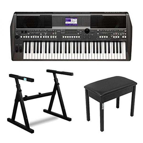 Yamaha PSRS670 61-Key Keyboard Production Station + Knox Z-Style Electronic Keyboard Stand + Bench #1 image