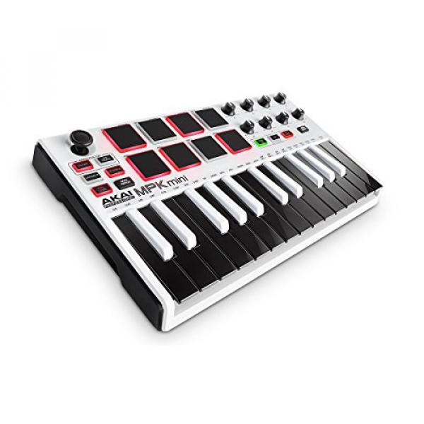 AKAI Professional MPK Mini MKII LE 25-Key Portable USB MIDI Keyboard with 16 Backlit Performance-Ready Pads, Eight-Assignable Q-Link Knobs and a Four Way Thumbstick - White #1 image
